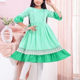 MASTARANG Girls Embroidered Regular Kurta Sets-image-8