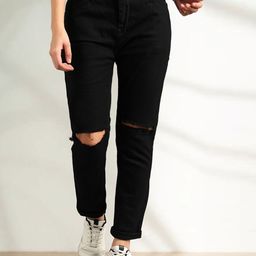 LINARIA Women Classic Slim Fit Slash Knee Jeans-picture-1