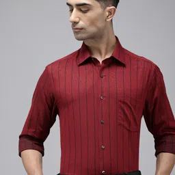 Arrow Manhattan Slim Fit Opaque Striped Pure Cotton Formal Shirt-picture-30