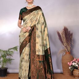 AVANTIKA FASHION Ethnic Motifs Woven Design Zari Pure Silk Banarasi Saree-image-42