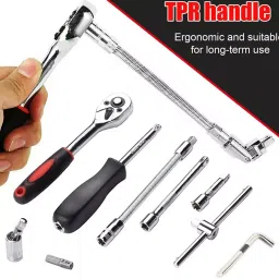CATRON 6.35 mm (1/4 inch) Drive Socket Set & Metric Ratchet Wrench Set with 4-14 mm CR-V Sockets for Household Auto Precision Socket (Set of 46) image 3