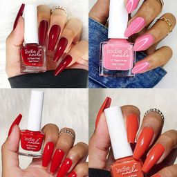 Indie Nails Set Of 4 Nail Color-5 ml Each-Life In Pink-Cherry Red-Blood Rush-Sunset Orange-1