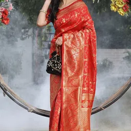 Suha Floral Woven Design Silk Blend Saree-picture-56