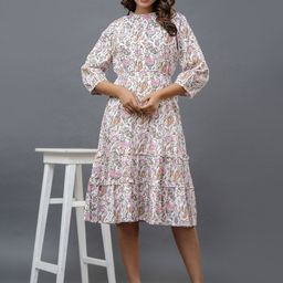 A&K Floral Printed Fit & Flare Dress-image-12