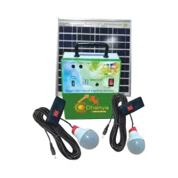 Dhanya 10 W Solar Home Lighting System Kit with Solar Panel and 2 White Bulbs-9