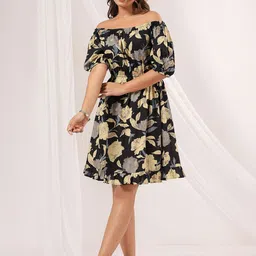 Janasya Women Pure Cotton Floral Printed A-line Dress-image-28