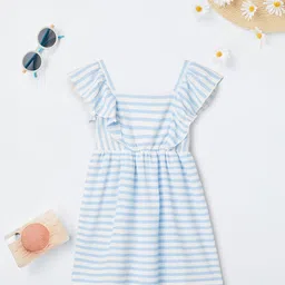max Girls Striped Flutter Sleeve Fit & Flare Dress-18