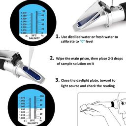 Erma Hand Salinity Refractometer for Aquarium, Marine Monitoring, Saltwater Testing, Dual Scale Salinity Tester 0-100 PPT& 1.000-1.070 Specific Gravity Saline Seawater Refractometer Hydrometer ATC image 3