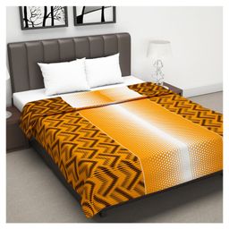 Divine Casa Microfiber Polyester Reversible 120 GSM Abstract Print Double Bed AC Dohar - Orange Brown-13