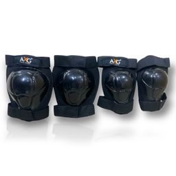 AXG NEW GOAL Quintessential and Unique Mould Knee Guard Elbow Guard for Cycling Skating Guard Combo -Black-17