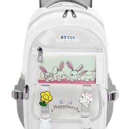 FunBlast Casual Multipurpose School Bag Grey - 18 Inches-image-62