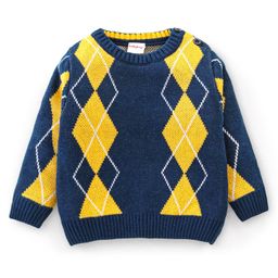 Babyhug 100% Acrylic Knit Full Sleeves Sweater With Kite Print - Navy Blue & Yellow-picture-12