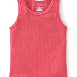 Babyhug Cotton Pullover Sleeveless Solid Thermal Vest - Coral-image-59