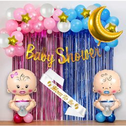 Bubble Trouble Baby Shower Decoration Combo With Mom To Be Sash Baby Shower Combo Metal - 62 Pcs-image-44