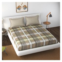 Florida Check Print Microfiber Bedsheet for Queen Size Bed with 2 Pillow Covers-12