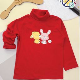 COCOON ORGANICS Cotton Rib Full Sleeves Rabbits Printed Anti Microbial Tee - Red-image-95