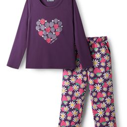 Pine Kids Single Jersey Knit Full Sleeves Night Suit with Floral & Fruit Print - Imperial Purple-image-24