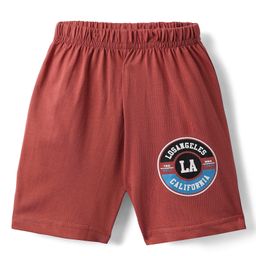 Tango Single Jersey Knit Above Knee Length Short with Los Angeles Print - Hot Sauce Red-image-79
