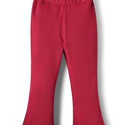 Babyhug Rib Cotton Knit Full Length Flared Leggings With Stretch - Maroon-picture-14
