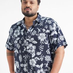 HIGHLANDER Plus Size Slim Fit Floral Printed Spread Collar Cotton Shirt-image-35