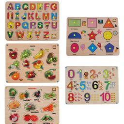MINDMAKER Wooden Puzzle with Knobs Educational and Learning Toy for Kids - (Set of 8) image 2