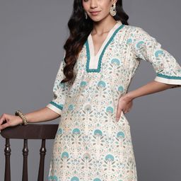 Libas Floral Printed Zari Chanderi Silk Kurta with Palazzos-picture-24