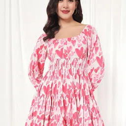 VANGULL Women Floral Printed Puff Sleeve Fit & Flare Mini Dress-picture-29