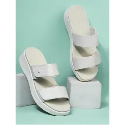 Bata White Platform Sandals for Women-picture-7