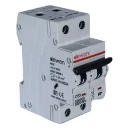 Dewon Electric Miniature Circuit Breaker Double Pole C Curve 63 A Current and 10 kA Breaking Capacity, CB2001063C-11