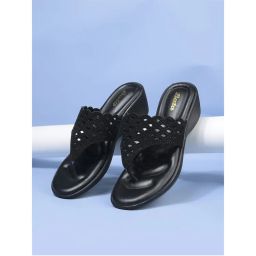 Bata Black Stylish Wedge Heels for Women-picture-48