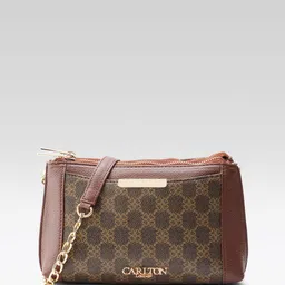 Carlton London Brown Textured Sling Bag-image-82