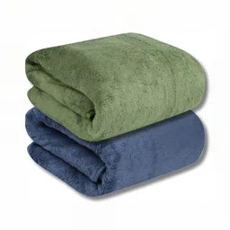 Fezora Green & Navy Blue 2 Pieces Microfiber 400 GSM Super Absorbent Bath Towels-image-48