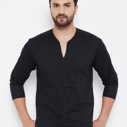 even Men Black Pure Cotton Kurta-13