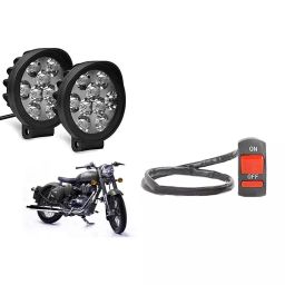 Cartronics 9 Round Cap LED Fog Light With On/Off Switch for Royal Enfield Classic 500(Set of 2 Pcs)-47