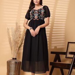 ARDITA Embroidered Puff Sleeve Chiffon Maxi Dress-image-85