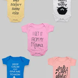 BAESD Infants Pack Of 5 Printed Pure Cotton Bodysuit-29