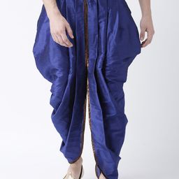 Deyann Men Blue Solid Silk Dhoti-image-86