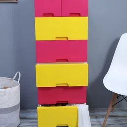 The Tickle Toe Kids Pink & Yellow Durable & Eco-Friendly 7-Drawer Storage Chest-picture-29