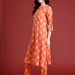 Anouk Ethnic Motifs Printed Regular Pure Cotton Kurta with Trousers & With Dupatta image 5