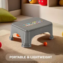 Kuber Industries Grey & Red PrintedSquare Shape Stool image 5