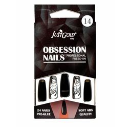 JUSTGOLD Set Of 24 Professional Obsession Press On Pre Glued Nails - Shade 14-1