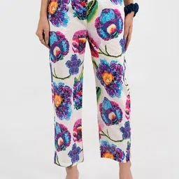 Moda Rapido Women Floral Printed Relaxed Chinos Trousers-picture-33