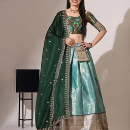 Fabcartz Semi-Stitched Lehenga & Unstitched Blouse With Dupatta image 1