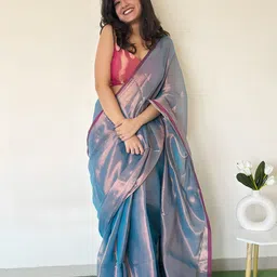 Anouk Solid Tissue Saree-picture-3