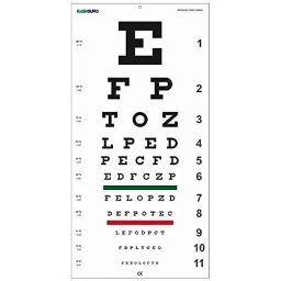 COSMID 22 x 11 inch Plastic Red/Green Lines Color Snellen's Distance Vision Eye Chart, KSW-21-13