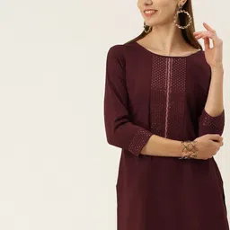 SheWill Women Maroon Regular Sequinned Kurta with Palazzos-image-36