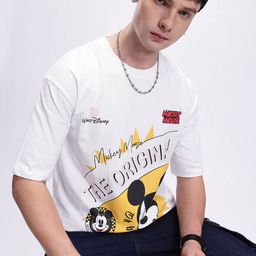 Kook N Keech Men Mickey Mouse Printed Drop-Shoulder Sleeves Oversized Pure Cotton T-shirt-picture-10