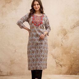 SURHI Women Floral Embroidered Thread Work Floral Kurta-image-94