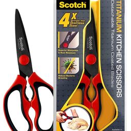 3M Scotch Titanium Kitchen Scissors | Anti-microbial, rust-free and detachable blades | Cuts through meat, soft bones | Nut-cracker | Scaling fish image 1