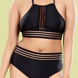 bold & bae Full Coverage Top Bikini Set in Black image 2